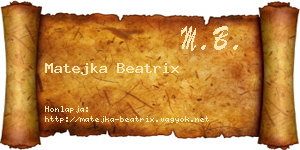 Matejka Beatrix névjegykártya